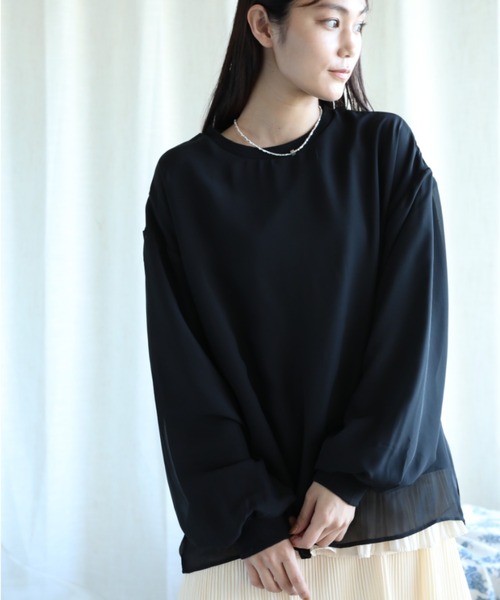 aimoha(アイモハ)の「シフォンレイヤードスウェット(スウェット・レディース・ダークグレー/ベージュ/オフホワイト/ブラック・MEDIUM)」の16枚目の写真