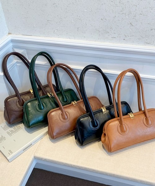 florist(フローリスト)の「レザーライク横長ボストンバッグ/ハンドバッグ(ボストンバッグ・レディース・ライトブラウン/ダークグリーン/ブラック/ブラウン/モカ・ONESIZE)」の10枚目の写真