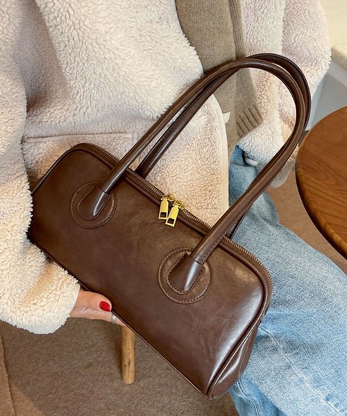 florist(フローリスト)の「レザーライク横長ボストンバッグ/ハンドバッグ(ボストンバッグ・レディース・ライトブラウン/ダークグリーン/ブラック/ブラウン/モカ・ONESIZE)」の14枚目の写真