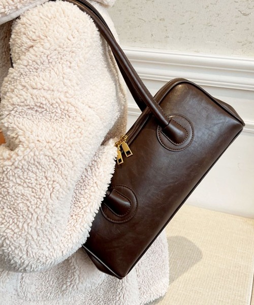 florist(フローリスト)の「レザーライク横長ボストンバッグ/ハンドバッグ(ボストンバッグ・レディース・ライトブラウン/ダークグリーン/ブラック/ブラウン/モカ・ONESIZE)」の15枚目の写真