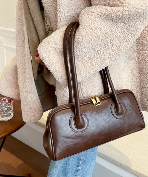 florist(フローリスト)の「レザーライク横長ボストンバッグ/ハンドバッグ(ボストンバッグ・レディース・ライトブラウン/ダークグリーン/ブラック/ブラウン/モカ・ONESIZE)」の17枚目の写真