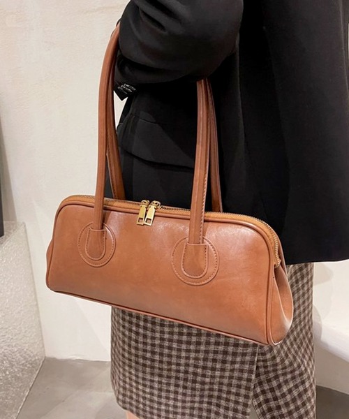 florist(フローリスト)の「レザーライク横長ボストンバッグ/ハンドバッグ(ボストンバッグ・レディース・ライトブラウン/ダークグリーン/ブラック/ブラウン/モカ・ONESIZE)」の11枚目の写真