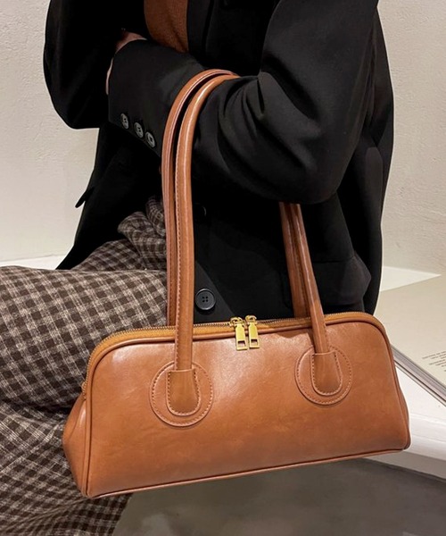 florist(フローリスト)の「レザーライク横長ボストンバッグ/ハンドバッグ(ボストンバッグ・レディース・ライトブラウン/ダークグリーン/ブラック/ブラウン/モカ・ONESIZE)」の12枚目の写真