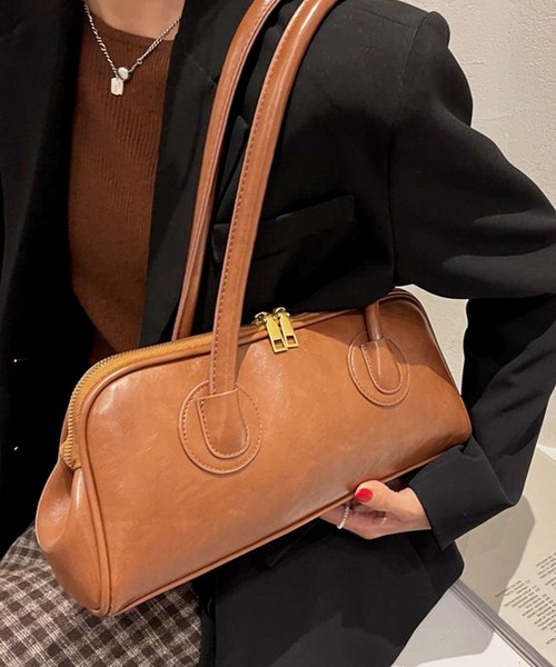 florist(フローリスト)の「レザーライク横長ボストンバッグ/ハンドバッグ(ボストンバッグ・レディース・ライトブラウン/ダークグリーン/ブラック/ブラウン/モカ・ONESIZE)」の13枚目の写真