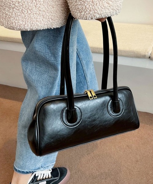 florist(フローリスト)の「レザーライク横長ボストンバッグ/ハンドバッグ(ボストンバッグ・レディース・ライトブラウン/ダークグリーン/ブラック/ブラウン/モカ・ONESIZE)」の22枚目の写真