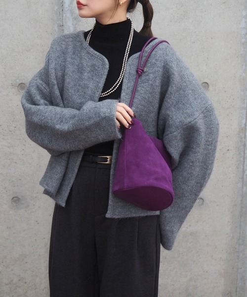 LAULEN（ローレン）の「suede like mini bucket bag /バケツミニショルダーバッグ（ショルダーバッグ・レディース・モカ/ブラウン/パープル・FREE）」の3枚目の写真
