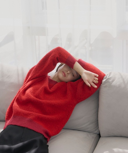 haek（ハク）の「mixed color knit/ミックスカラーニット（ニット/セーター・レディース・グリーン/レッド・FREE）」の21枚目の写真