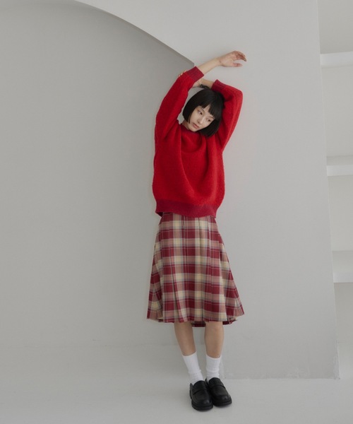 haek（ハク）の「mixed color knit/ミックスカラーニット（ニット/セーター・レディース・グリーン/レッド・FREE）」の9枚目の写真