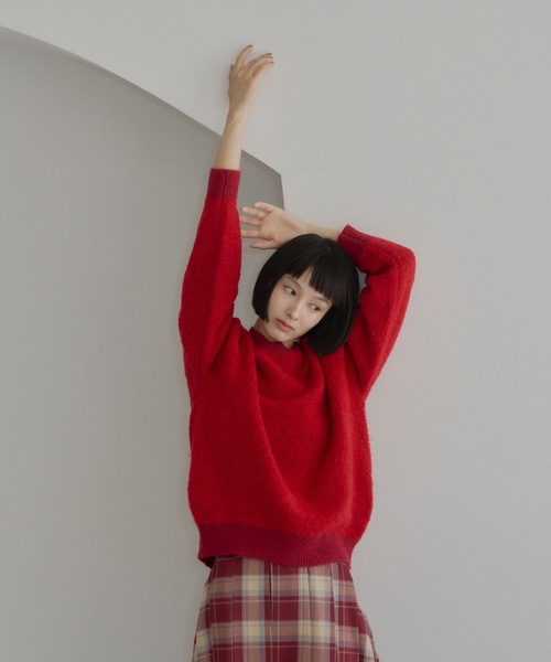 haek（ハク）の「mixed color knit/ミックスカラーニット（ニット/セーター・レディース・グリーン/レッド・FREE）」の10枚目の写真