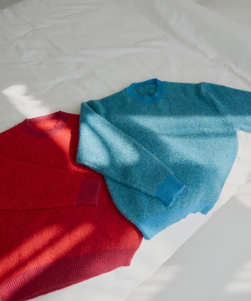 haek（ハク）の「mixed color knit/ミックスカラーニット（ニット/セーター・レディース・グリーン/レッド・FREE）」の5枚目の写真