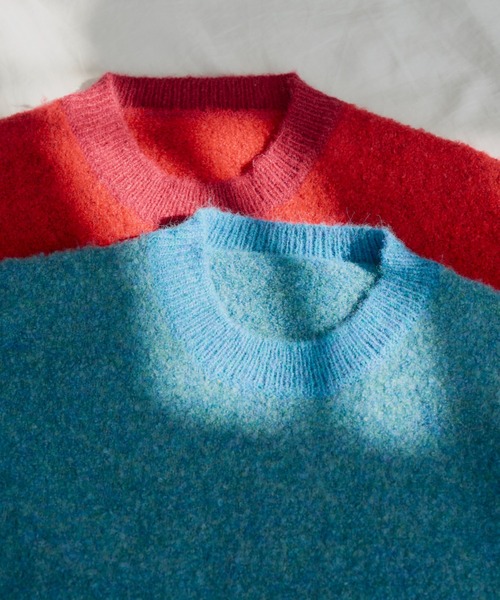 haek（ハク）の「mixed color knit/ミックスカラーニット（ニット/セーター・レディース・グリーン/レッド・FREE）」の6枚目の写真
