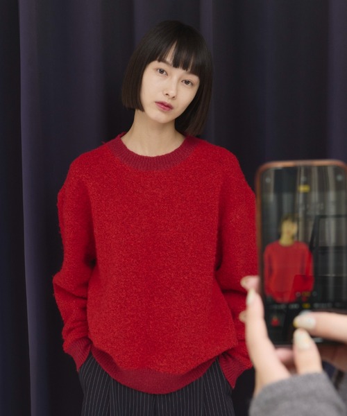 haek（ハク）の「mixed color knit/ミックスカラーニット（ニット/セーター・レディース・グリーン/レッド・FREE）」の12枚目の写真