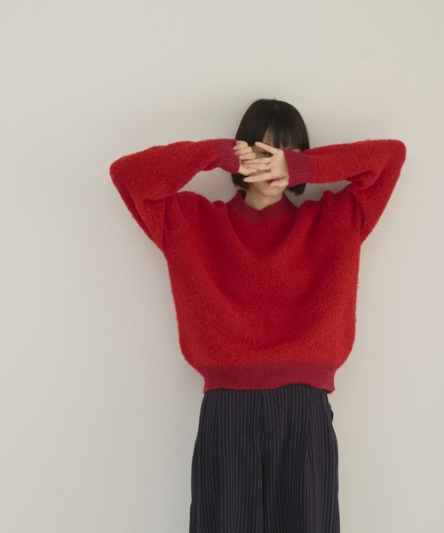 haek（ハク）の「mixed color knit/ミックスカラーニット（ニット/セーター・レディース・グリーン/レッド・FREE）」の3枚目の写真