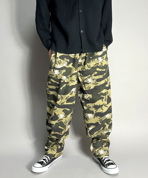 【レアタグ】BURTON カモフラージュ グラフィティデザイン パンツ M セール】カモフラ シェフパンツ 迷彩 リアルツリー 総柄 ワイド
