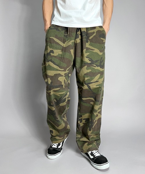 セール】カモフラ シェフパンツ 迷彩 リアルツリー 総柄 ワイドパンツ