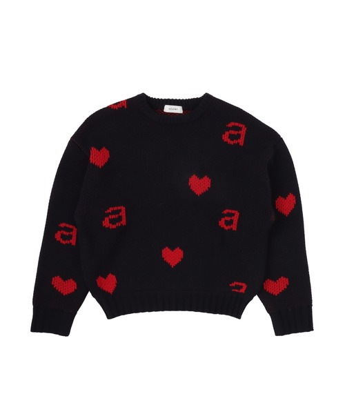 【本日限定価格‼️】ACLENT アクレント　ジャガードハートニット　ネイビー ジャガードハートニット（ニット/セーター）｜ACLENT