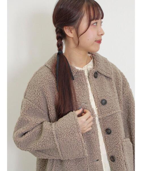 Samansa Mos2（サマンサ モスモス）の「リバーシブルボアブルゾン（ブルゾン・レディース・チャコールグレー/キナリ/モカ・F）」の3枚目の写真