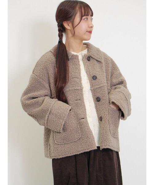 Samansa Mos2（サマンサ モスモス）の「リバーシブルボアブルゾン（ブルゾン・レディース・チャコールグレー/キナリ/モカ・F）」の11枚目の写真