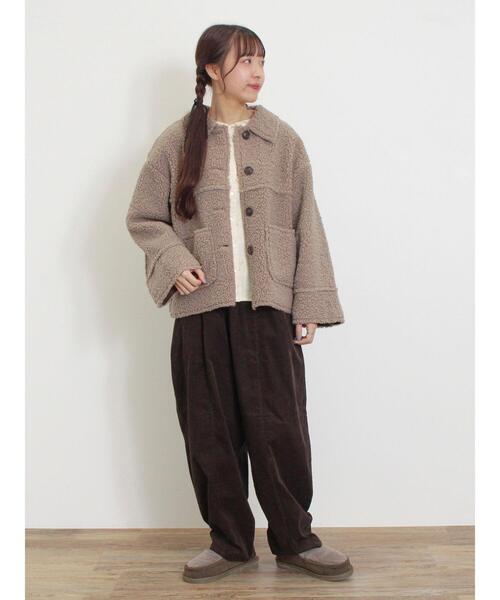 Samansa Mos2（サマンサ モスモス）の「リバーシブルボアブルゾン（ブルゾン・レディース・チャコールグレー/キナリ/モカ・F）」の13枚目の写真