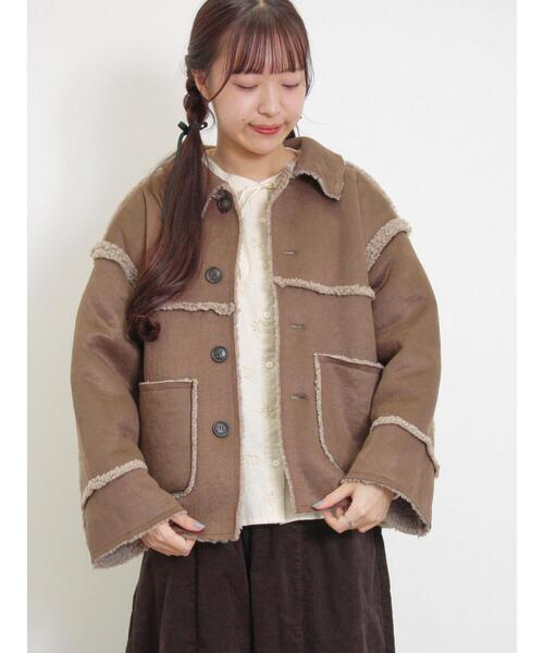 Samansa Mos2（サマンサ モスモス）の「リバーシブルボアブルゾン（ブルゾン・レディース・チャコールグレー/キナリ/モカ・F）」の15枚目の写真