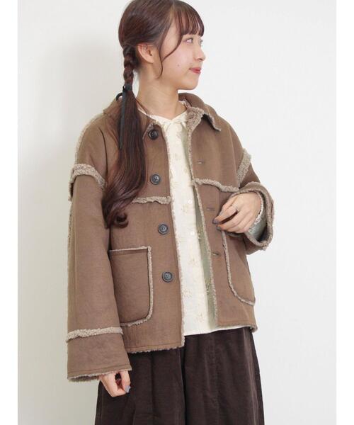 Samansa Mos2（サマンサ モスモス）の「リバーシブルボアブルゾン（ブルゾン・レディース・チャコールグレー/キナリ/モカ・F）」の5枚目の写真