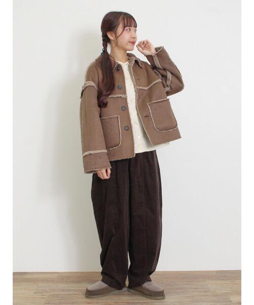 Samansa Mos2（サマンサ モスモス）の「リバーシブルボアブルゾン（ブルゾン・レディース・チャコールグレー/キナリ/モカ・F）」の8枚目の写真