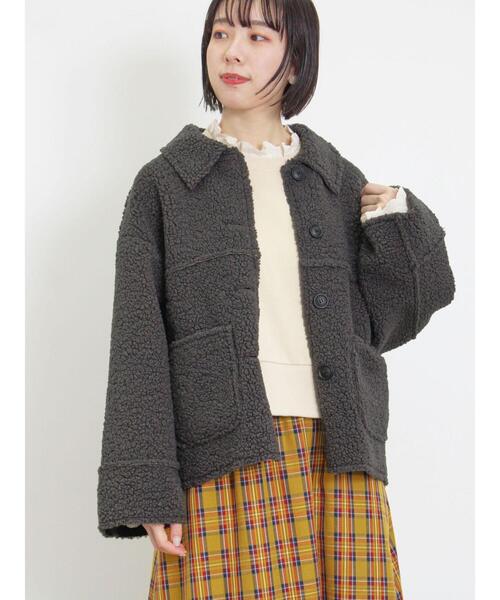 Samansa Mos2（サマンサ モスモス）の「リバーシブルボアブルゾン（ブルゾン・レディース・チャコールグレー/キナリ/モカ・F）」の21枚目の写真