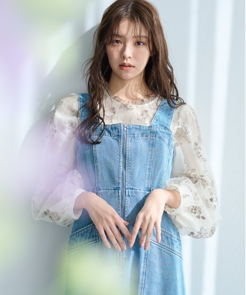 mysty woman（ミスティウーマン）の「フローラルチュール刺繍ブラウス  314960（シャツ/ブラウス・レディース・アイボリー/ブラック/ライトブルー/ピンクベージュ・FREE）」の14枚目の写真