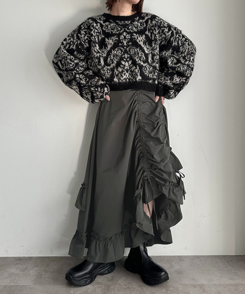 apres jour mignon（アプレジュールミニョン）の「ドロストフリルスカート【ZOZOTOWN限定アイテム】（スカート・レディース・チャコールグレー/ブラック・MEDIUM/SMALL/X-LARGE）」の12枚目の写真