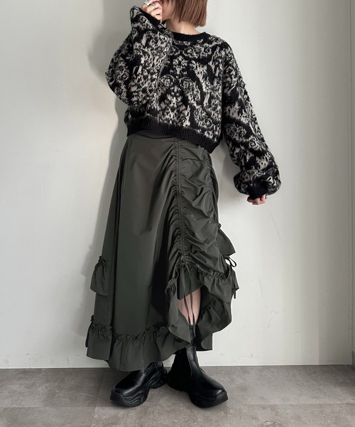 apres jour mignon（アプレジュールミニョン）の「ドロストフリルスカート【ZOZOTOWN限定アイテム】（スカート・レディース・チャコールグレー/ブラック・MEDIUM/SMALL/X-LARGE）」の13枚目の写真