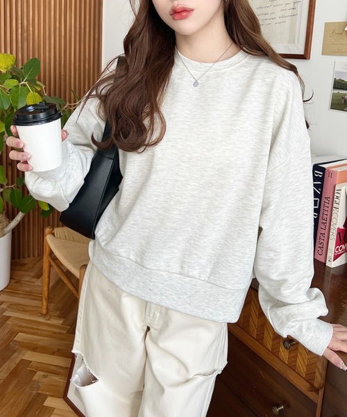 moment+(モーメントプラス)の「裏毛バックロゴ刺繍スウェットプルオーバー(スウェット・レディース・ベージュ/オートミール/アイボリー/ブラック・M)」の6枚目の写真
