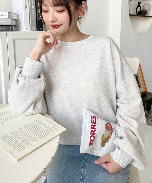 moment+(モーメントプラス)の「裏毛バックロゴ刺繍スウェットプルオーバー(スウェット・レディース・ベージュ/オートミール/アイボリー/ブラック・M)」の16枚目の写真