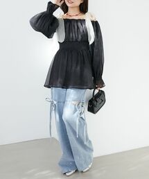 ショルダーリボンオフショルチュニック