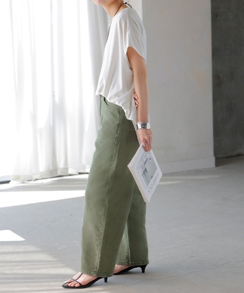 HUG.U（ハグユー）の「バレルレッグデニムパンツ（デニムパンツ・レディース・ワンウォッシュ/ライトインディゴブルー/ブラウン/イエロー/ベビーピンク/ブラック/セージグリーン・S/M/L/XL）」の22枚目の写真