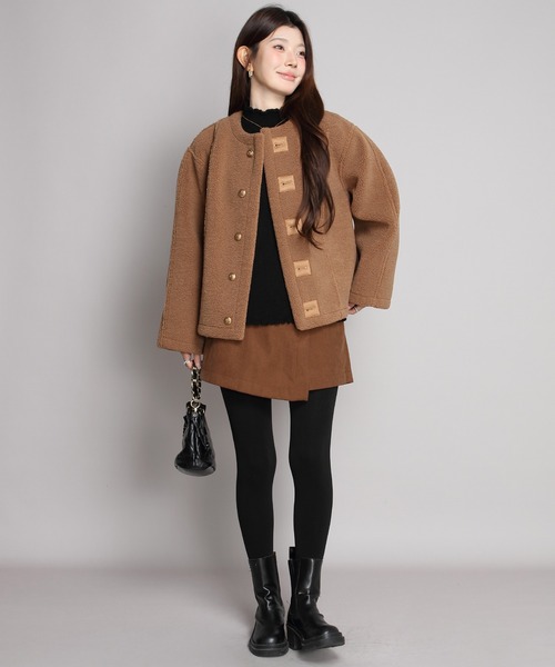 by LEGNA(バイレグナ)の「【シーズン最終値下げ】2WAYリバーシブルジャケット(フェイクスエード/ボア)(ムートンコート・レディース・ブラック/クリーム/ブラウン/ベージュ/グレー/ダークブラウン・LARGE/MEDIUM)」の9枚目の写真