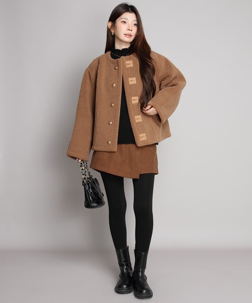 by LEGNA(バイレグナ)の「【シーズン最終値下げ】2WAYリバーシブルジャケット(フェイクスエード/ボア)(ムートンコート・レディース・ブラック/クリーム/ブラウン/ベージュ/グレー/ダークブラウン・LARGE/MEDIUM)」の12枚目の写真