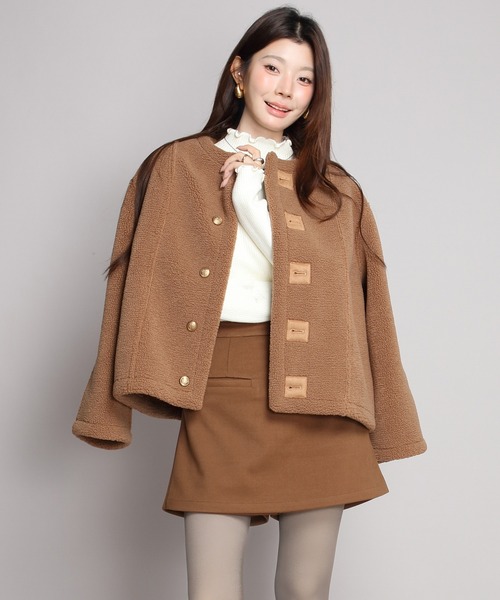 2WAYリバーシブルジャケット（フェイクスエード/ボア）（ムートン