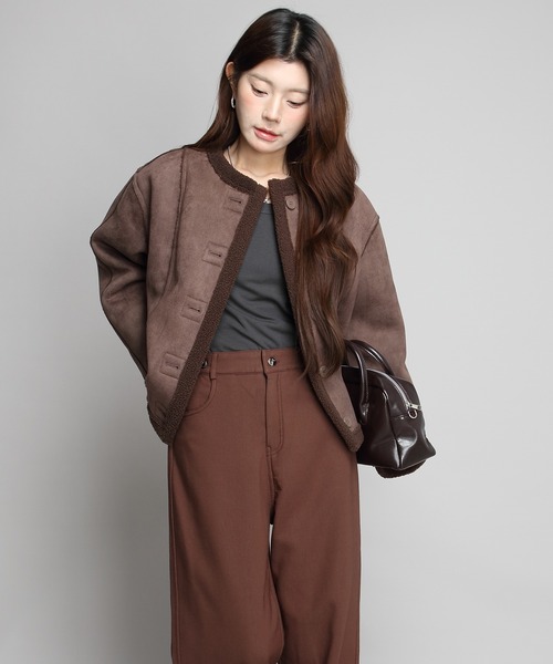 by LEGNA(バイレグナ)の「【シーズン最終値下げ】2WAYリバーシブルジャケット(フェイクスエード/ボア)(ムートンコート・レディース・ブラック/クリーム/ブラウン/ベージュ/グレー/ダークブラウン・LARGE/MEDIUM)」の22枚目の写真