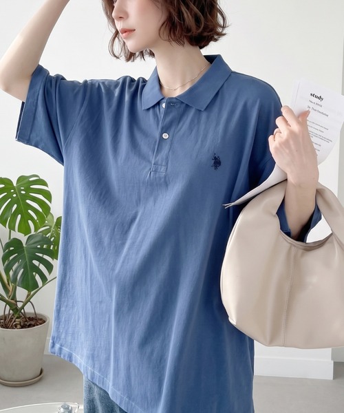 U.S. POLO ASSN.(ユーエスポロアッスン)の「Ada.別注 // U.S. POLO ASSN ピグメント オーバーサイズ ポロシャツ(ポロシャツ・レディース・スミクロ/レッド/ネイビー/ブルー/ダークグレー/カーキ・L/M)」の6枚目の写真