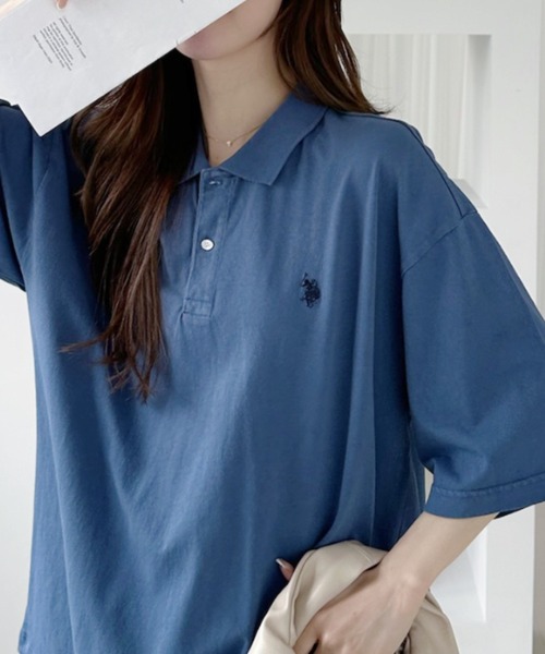 U.S. POLO ASSN.(ユーエスポロアッスン)の「Ada.別注 // U.S. POLO ASSN ピグメント オーバーサイズ ポロシャツ(ポロシャツ・レディース・スミクロ/レッド/ネイビー/ブルー/ダークグレー/カーキ・L/M)」の7枚目の写真