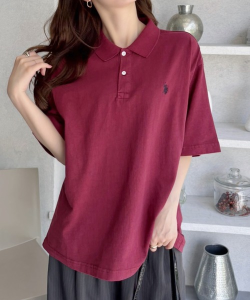 U.S. POLO ASSN.(ユーエスポロアッスン)の「Ada.別注 // U.S. POLO ASSN ピグメント オーバーサイズ ポロシャツ(ポロシャツ・レディース・スミクロ/レッド/ネイビー/ブルー/ダークグレー/カーキ・L/M)」の18枚目の写真