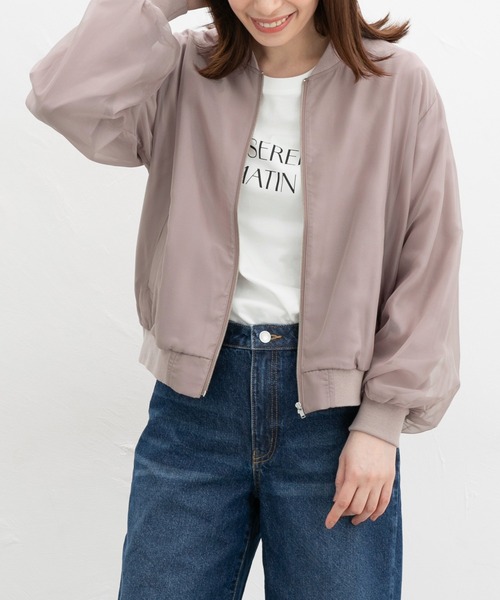 Honeys（ハニーズ）の「シアー重ねブルゾン（ブルゾン・レディース・スモークピンク/グレイッシュベージュ/グレイッシュブルー/ブラック・LL/S/M/L）」の4枚目の写真