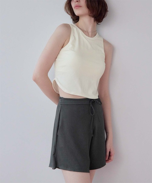 SEA DRESS（シードレス）の「3点セット/ショートパンツ×タンクトップビキニ/水着（水着・レディース・ブラウン/オフホワイト/ブラック/キャメル/ライトブルー・M/LL/L/S）」の6枚目の写真