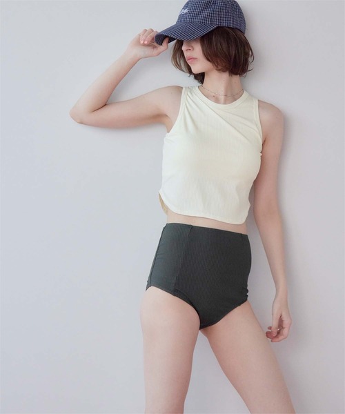 SEA DRESS（シードレス）の「3点セット/ショートパンツ×タンクトップビキニ/水着（水着・レディース・ブラウン/オフホワイト/ブラック/キャメル/ライトブルー・M/LL/L/S）」の9枚目の写真