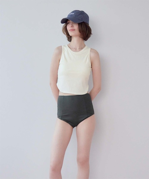SEA DRESS（シードレス）の「3点セット/ショートパンツ×タンクトップビキニ/水着（水着・レディース・ブラウン/オフホワイト/ブラック/キャメル/ライトブルー・M/LL/L/S）」の11枚目の写真