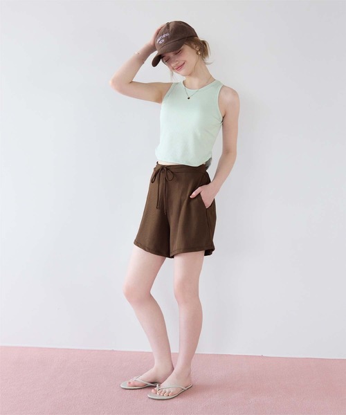 SEA DRESS（シードレス）の「3点セット/ショートパンツ×タンクトップビキニ/水着（水着・レディース・ブラウン/オフホワイト/ブラック/キャメル/ライトブルー・M/LL/L/S）」の13枚目の写真