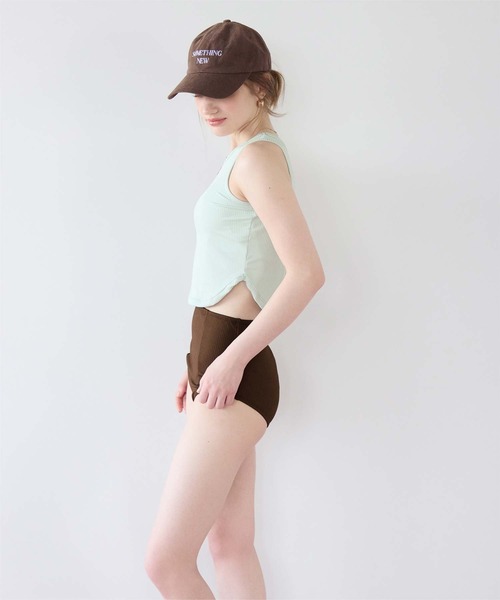 SEA DRESS（シードレス）の「3点セット/ショートパンツ×タンクトップビキニ/水着（水着・レディース・ブラウン/オフホワイト/ブラック/キャメル/ライトブルー・M/LL/L/S）」の17枚目の写真