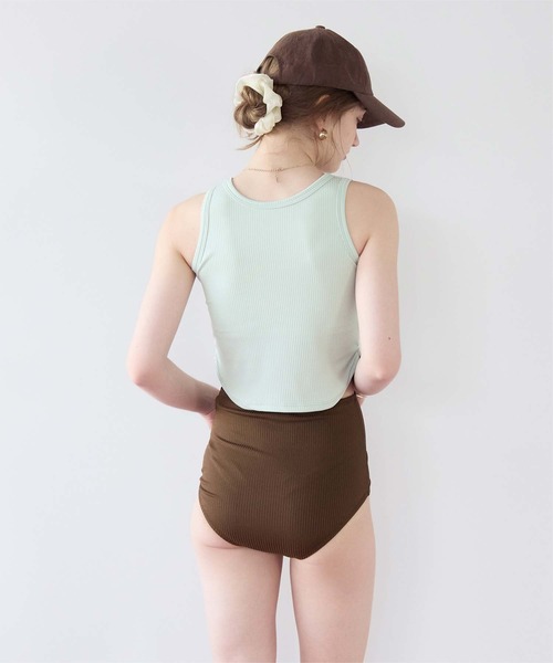 SEA DRESS（シードレス）の「3点セット/ショートパンツ×タンクトップビキニ/水着（水着・レディース・ブラウン/オフホワイト/ブラック/キャメル/ライトブルー・M/LL/L/S）」の18枚目の写真