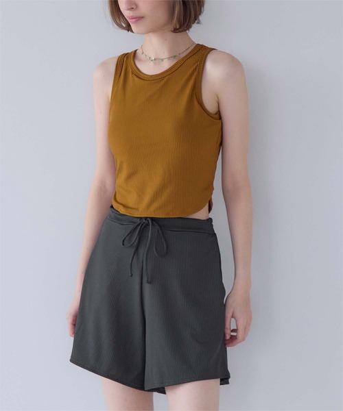 SEA DRESS（シードレス）の「3点セット/ショートパンツ×タンクトップビキニ/水着（水着・レディース・ブラウン/オフホワイト/ブラック/キャメル/ライトブルー・M/LL/L/S）」の19枚目の写真