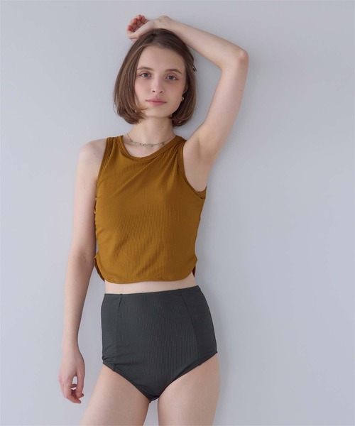 SEA DRESS（シードレス）の「3点セット/ショートパンツ×タンクトップビキニ/水着（水着・レディース・ブラウン/オフホワイト/ブラック/キャメル/ライトブルー・M/LL/L/S）」の20枚目の写真